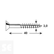 Tirafondo 3,0x40 mm - Pz Galvanizado (30 uds.)