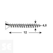 Tirafondo 4,0x12 mm - Pz Galvanizado (50 uds.)