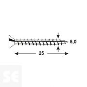 Tirafondo 5,0x25 mm -  Pz Galvanizado (30 uds.)