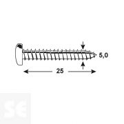Tirafondos Galvanizado Cabeza Redonda 5,0x25mm. (12u.)