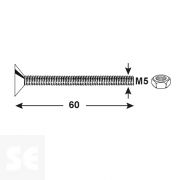Tornillo Cabeza Avellanada + Tuerca M5x60mm. (8u.)