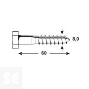 Tornillo Madera 571 Hexagonal Galvanizado 8x60mm. (4u.)