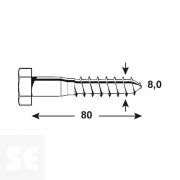 Tornillo para Madera 571 Hexagonal Galvanizado 8x80