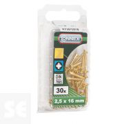 Tornillo Madera Cabeza Ovalada Latonado 2,5x16mm. (30u.)