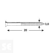 Tornillo Madera Rasgada Galvanizado 3x20mm. (30u.)