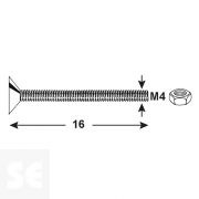 Tornillo Cabeza avellanada + Tuercas Cabeza Plana Fresada Cincada PH M4X16 mm (100u.)
