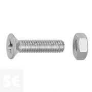 Tornillo Cabeza avellanada + Tuercas Cabeza Plana Fresada Cincada PH M4X16 mm (100u.)