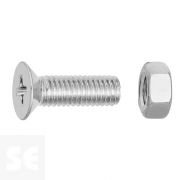 Tornillo Cabeza avellanada + Tuercas Cabeza Plana Fresada Cincada PH M5X16 mm (75u.)