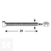 Tornillo Cabeza Redonda + Tuerca M4 x 25 mm (65u.)