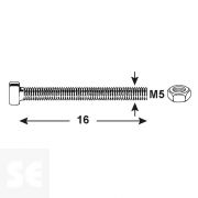 Tornillo Cabeza Redonda + Tuerca M5 x 16 mm (60u.)