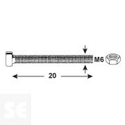 Tornillo Cabeza Redonda + Tuerca M6 x 20 mm (30u.)
