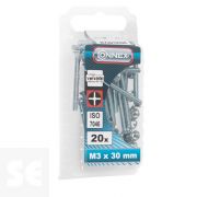 Tornillo Cabeza Avellanada + Tuerca M3x30mm. (20u.)