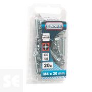 Tornillo Cabeza Avellanada + Tuerca M4x20mm. (20u.)