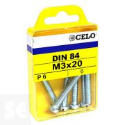 Tornillo Rosca Métrica Din 84 3x20mm. Cincado (6u.)