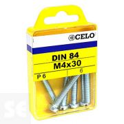 Tornillo Rosca Métrica Din 84 4x30mm. Cincado (6u.)