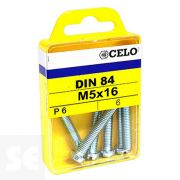 Tornillo Rosca Métrica Din 84 5x16mm. Cincado (6u.)
