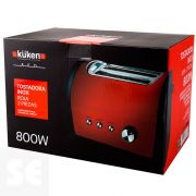 Tostadora Roja Metalizada Tacto Frío 800 w