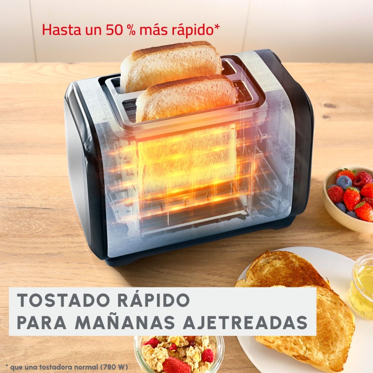 Tostadora de 2 Ranuras Menor Consumo Energético Moulinex