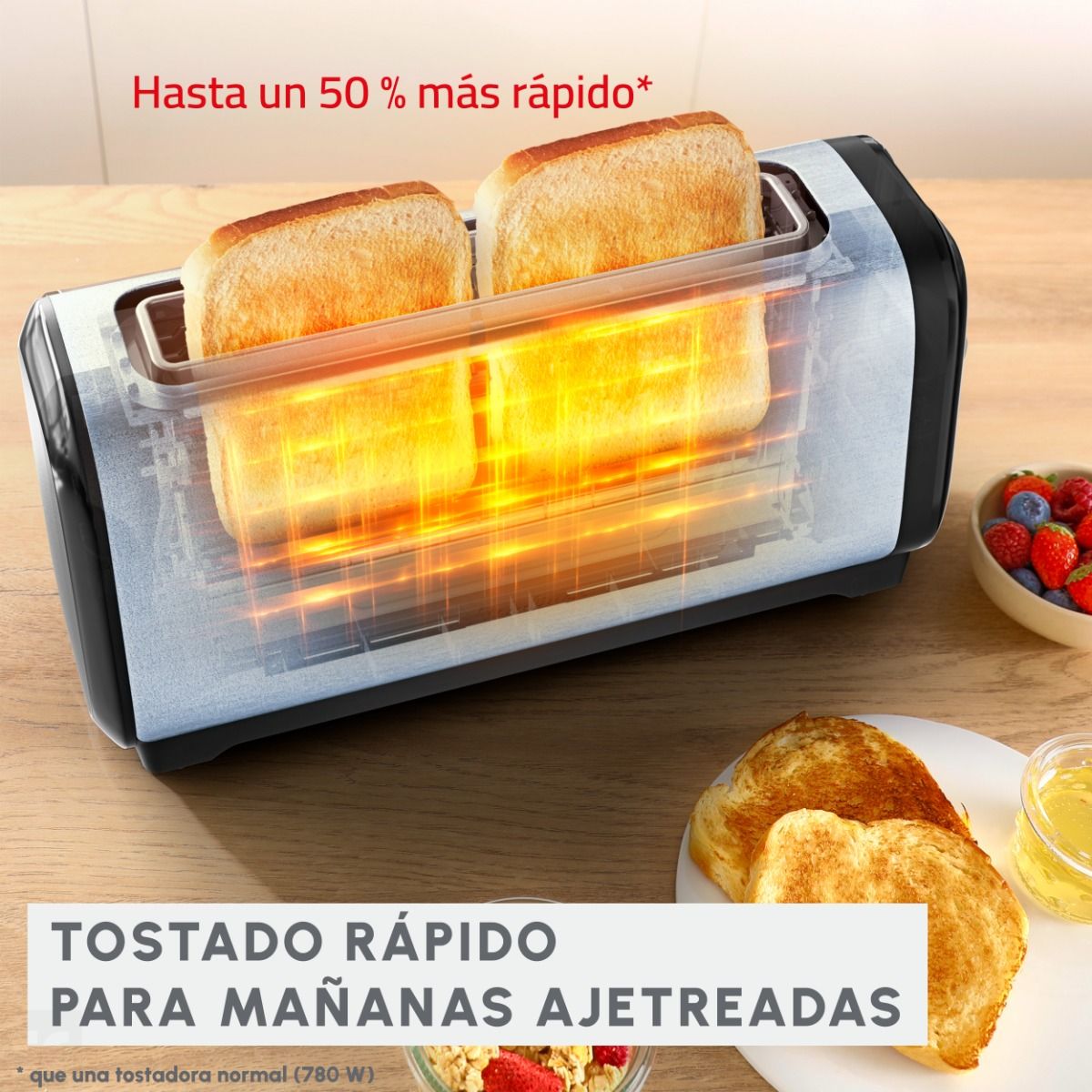 Tostadora de Ranura Larga Menor Consumo Energético Moulinex