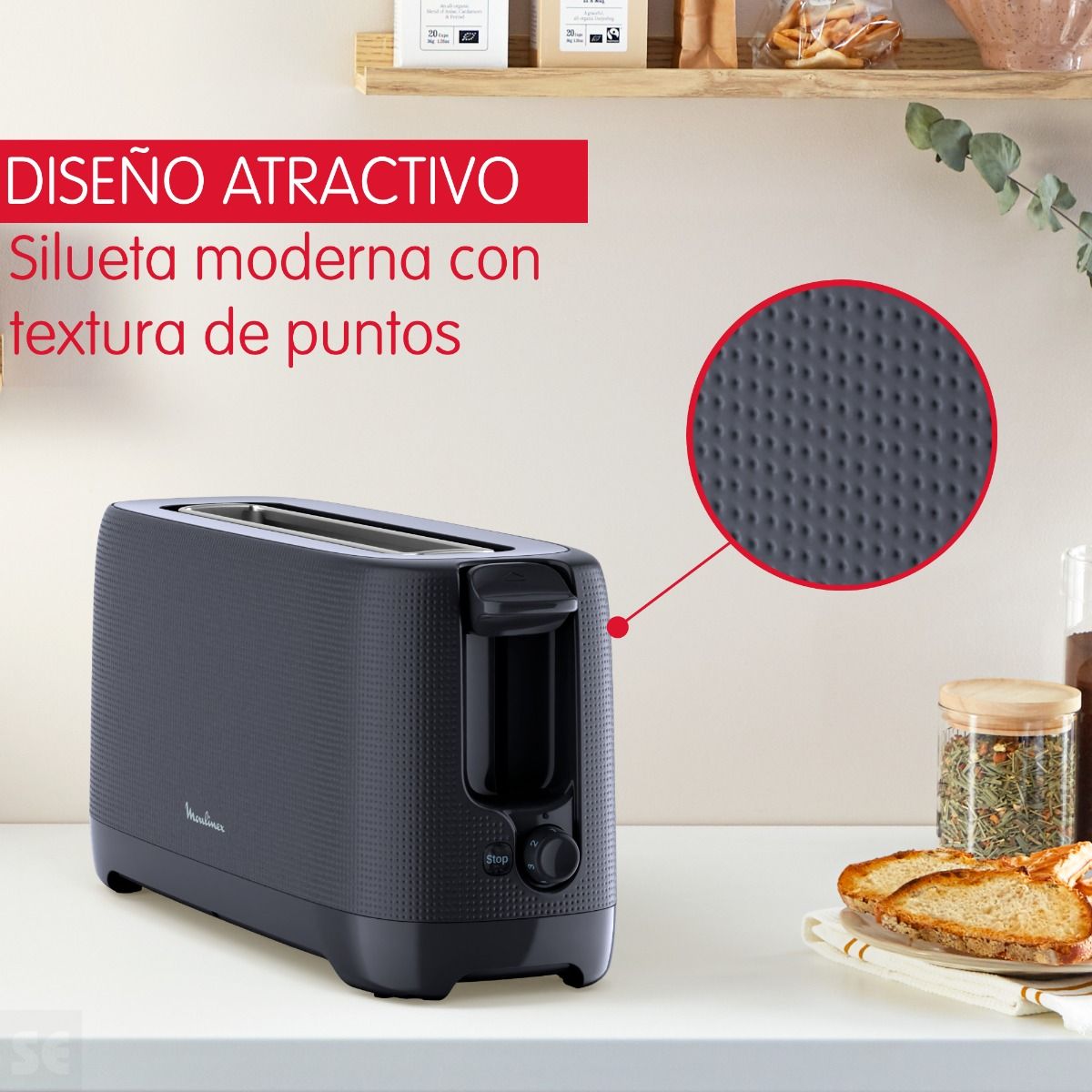 Tostador Morning 1 Ranura Larga Negro Moulinex