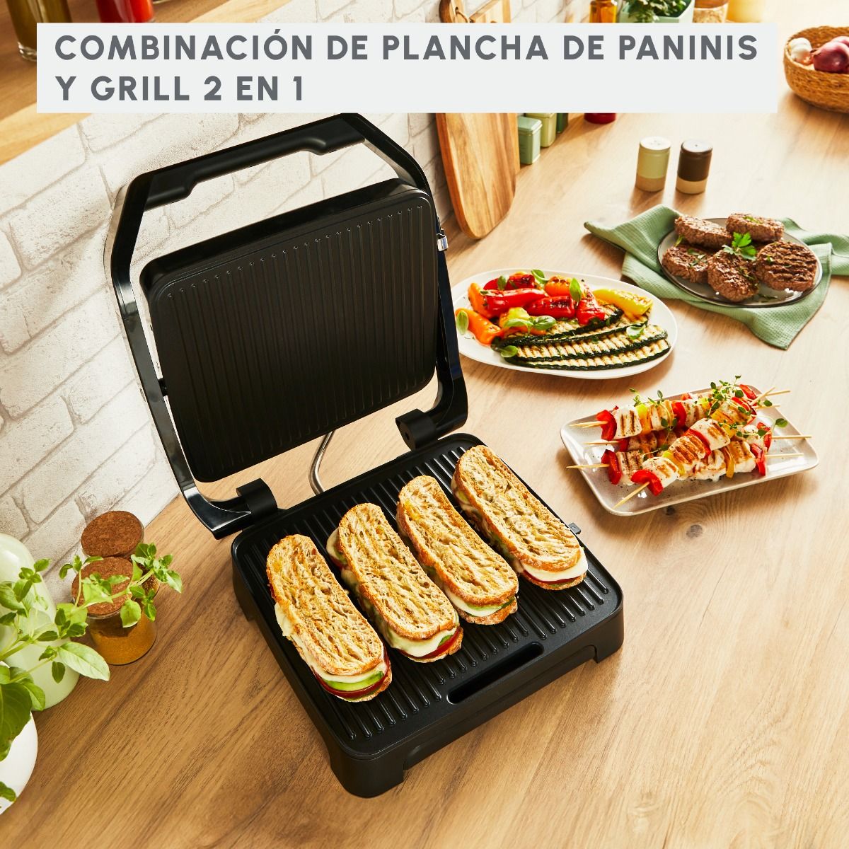 Grill & Sandwichera 2 en 1 2000w Moulinex