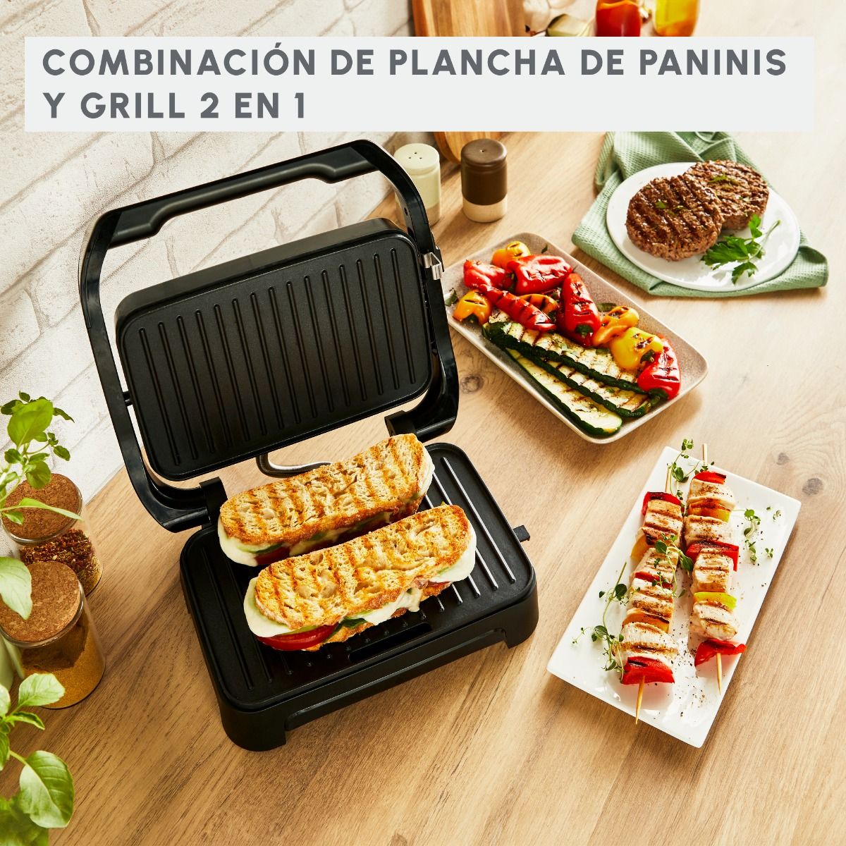 Plancha de Paninis & Grill Inoxidable 1000 W Moulinex