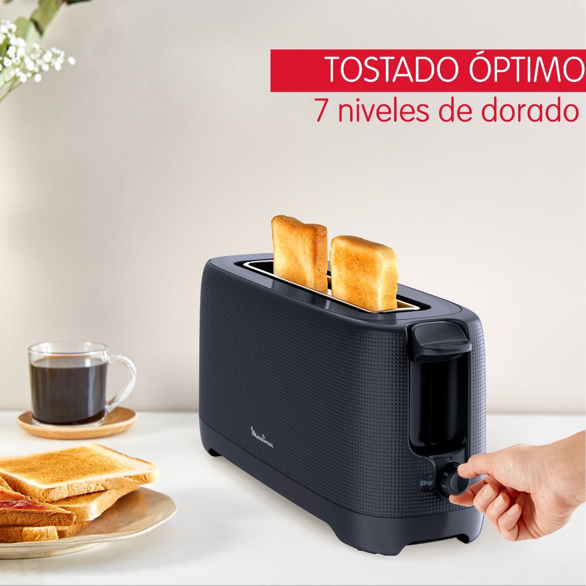 Tostador Morning 1 Ranura Larga Negro Moulinex
