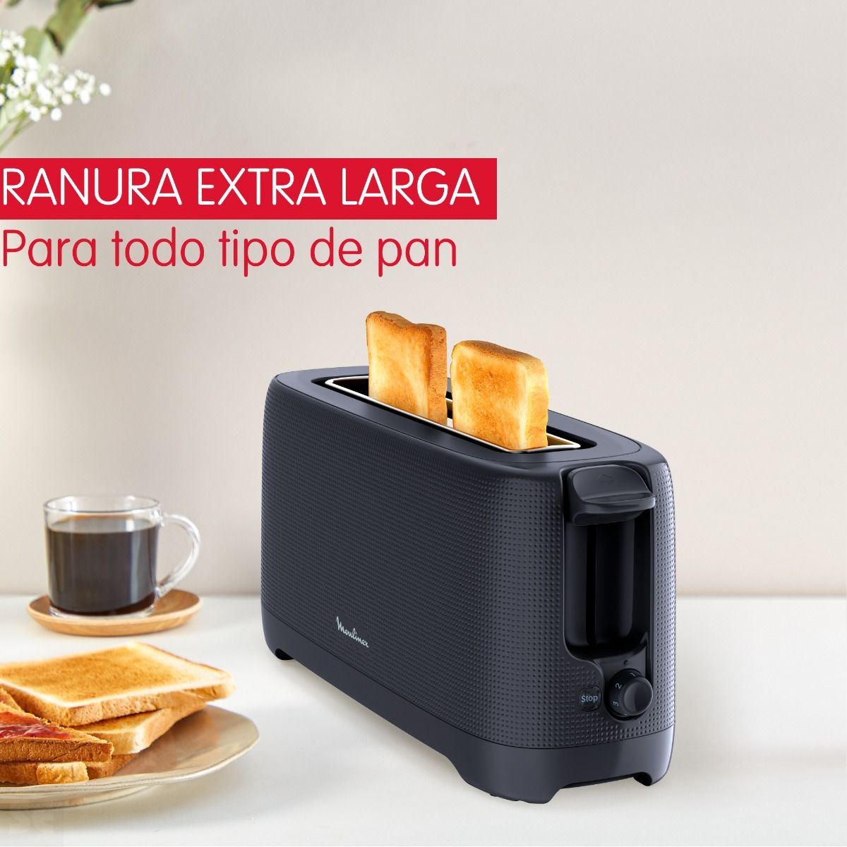 Tostador Morning 1 Ranura Larga Negro Moulinex