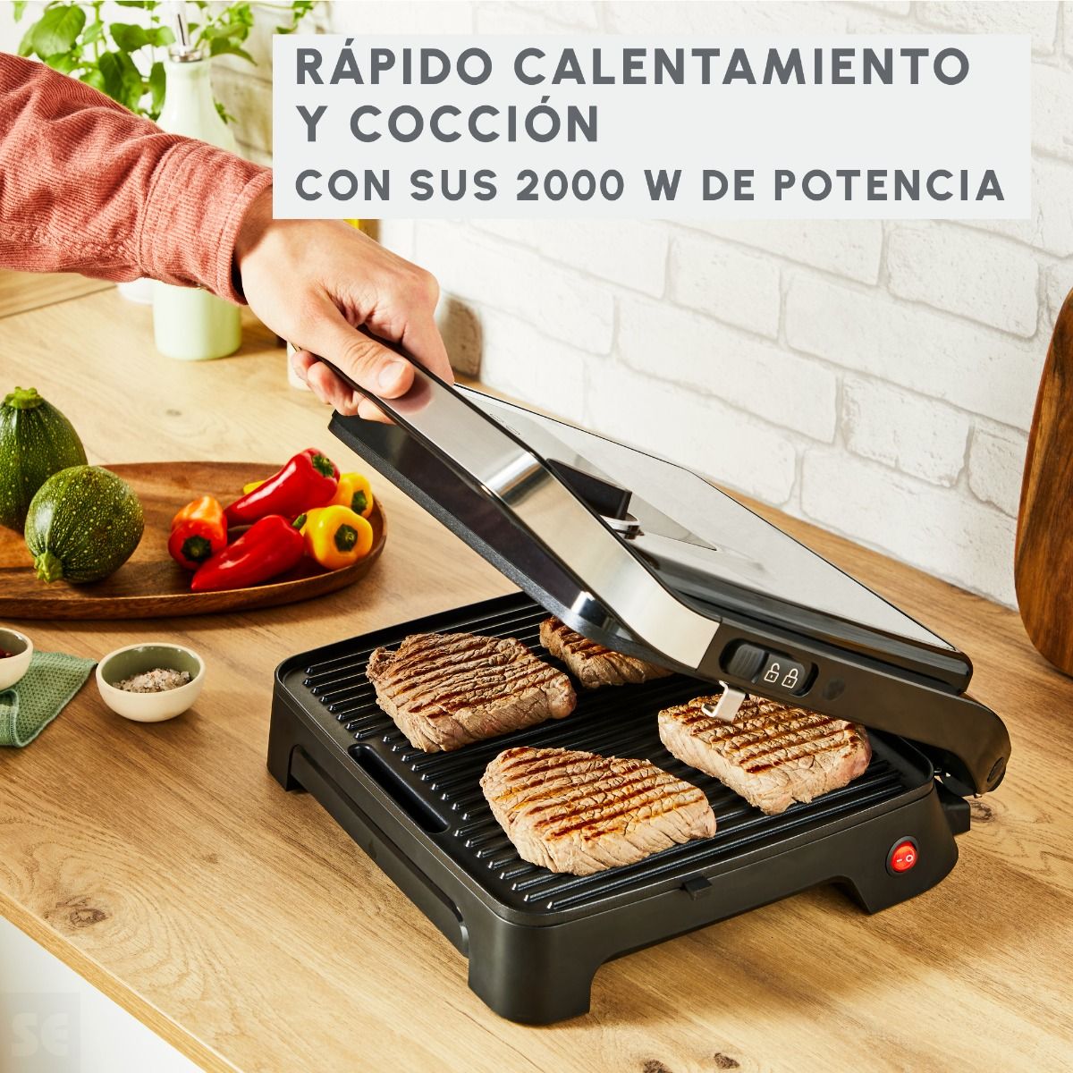 Grill & Sandwichera 2 en 1 2000w Moulinex