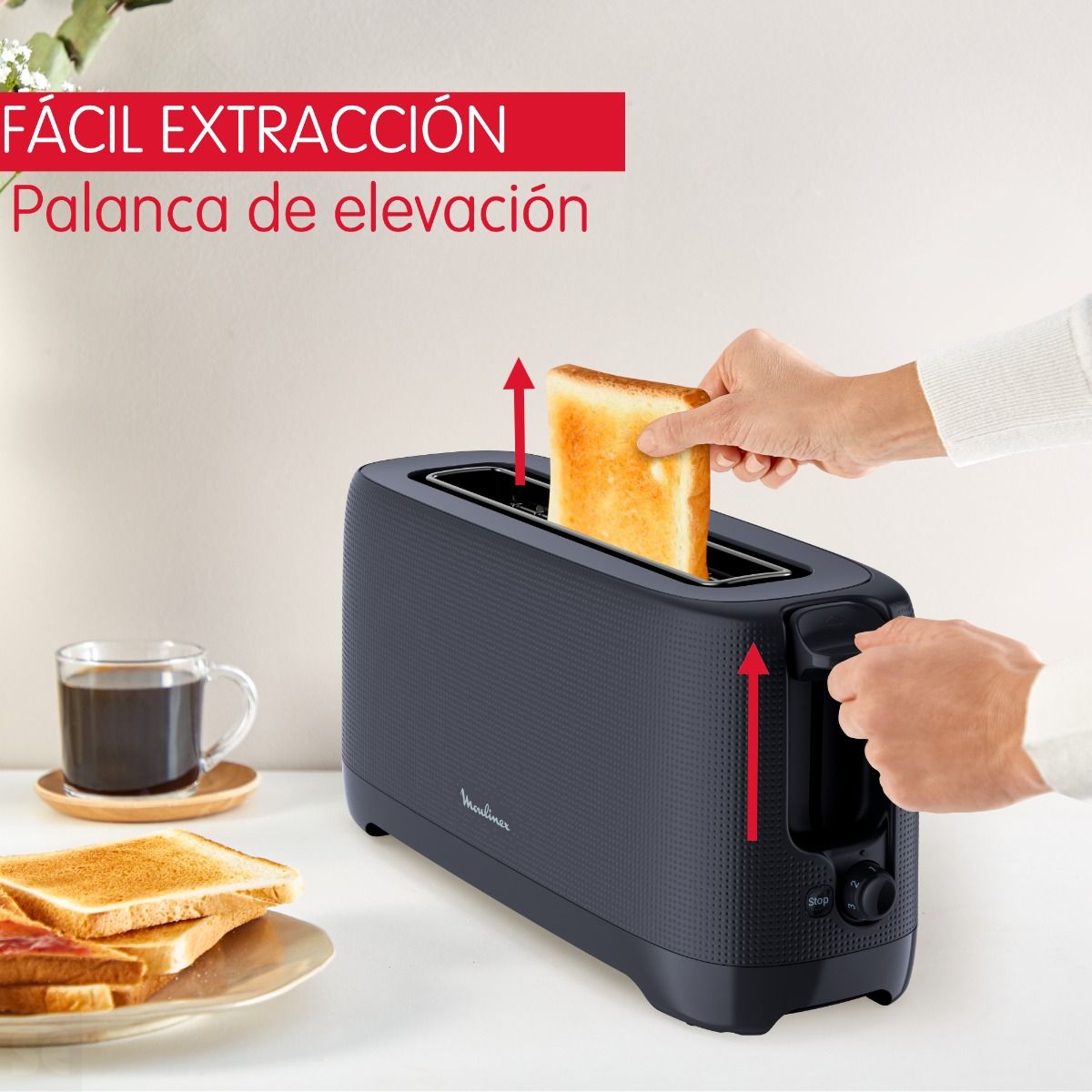 Tostador Morning 1 Ranura Larga Negro Moulinex
