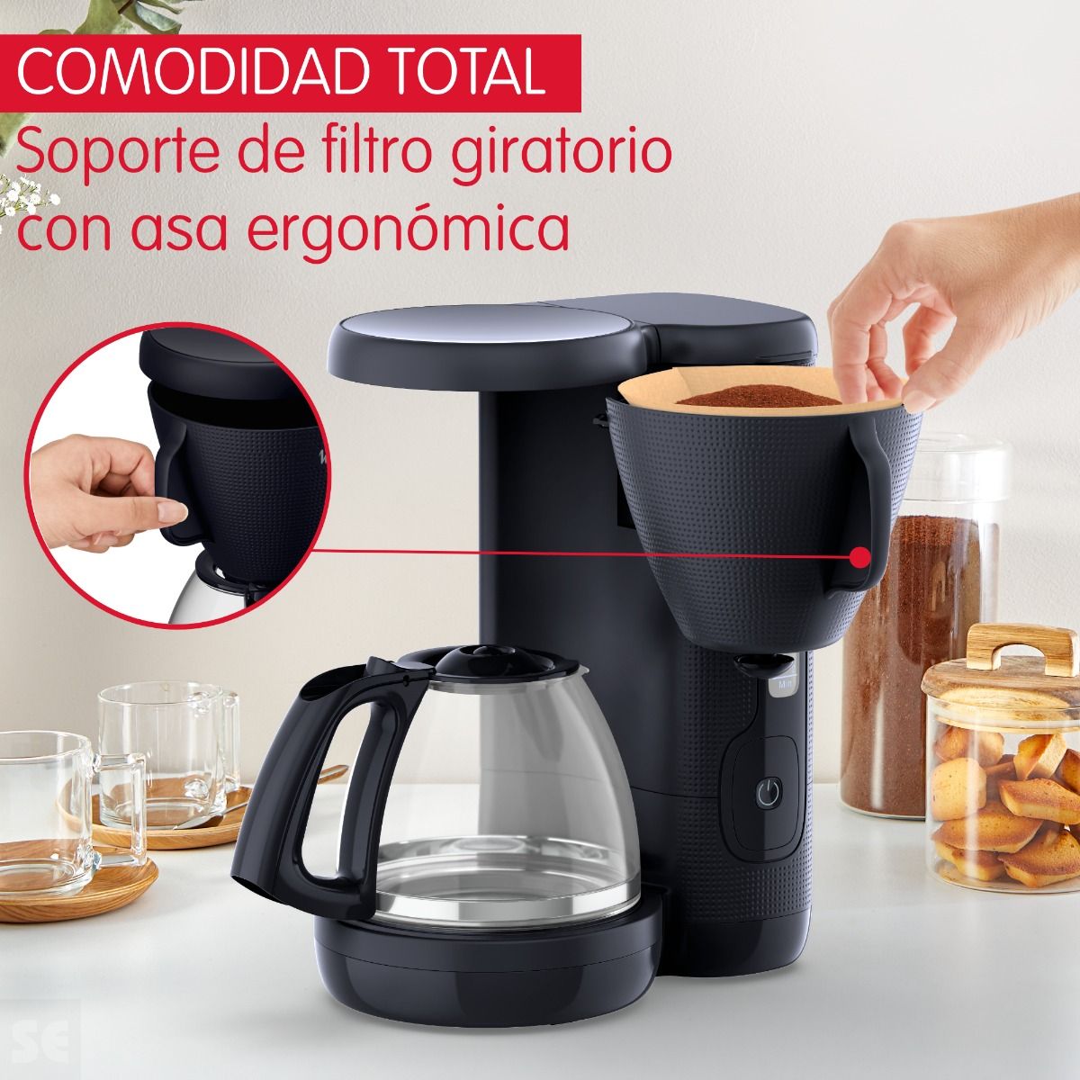 Cafetera de Filtro Morning Negra Moulinex