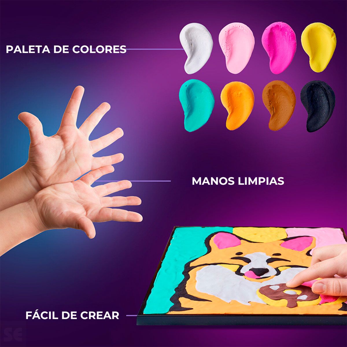 Set pintar por números FOX de arte sensorial air clay