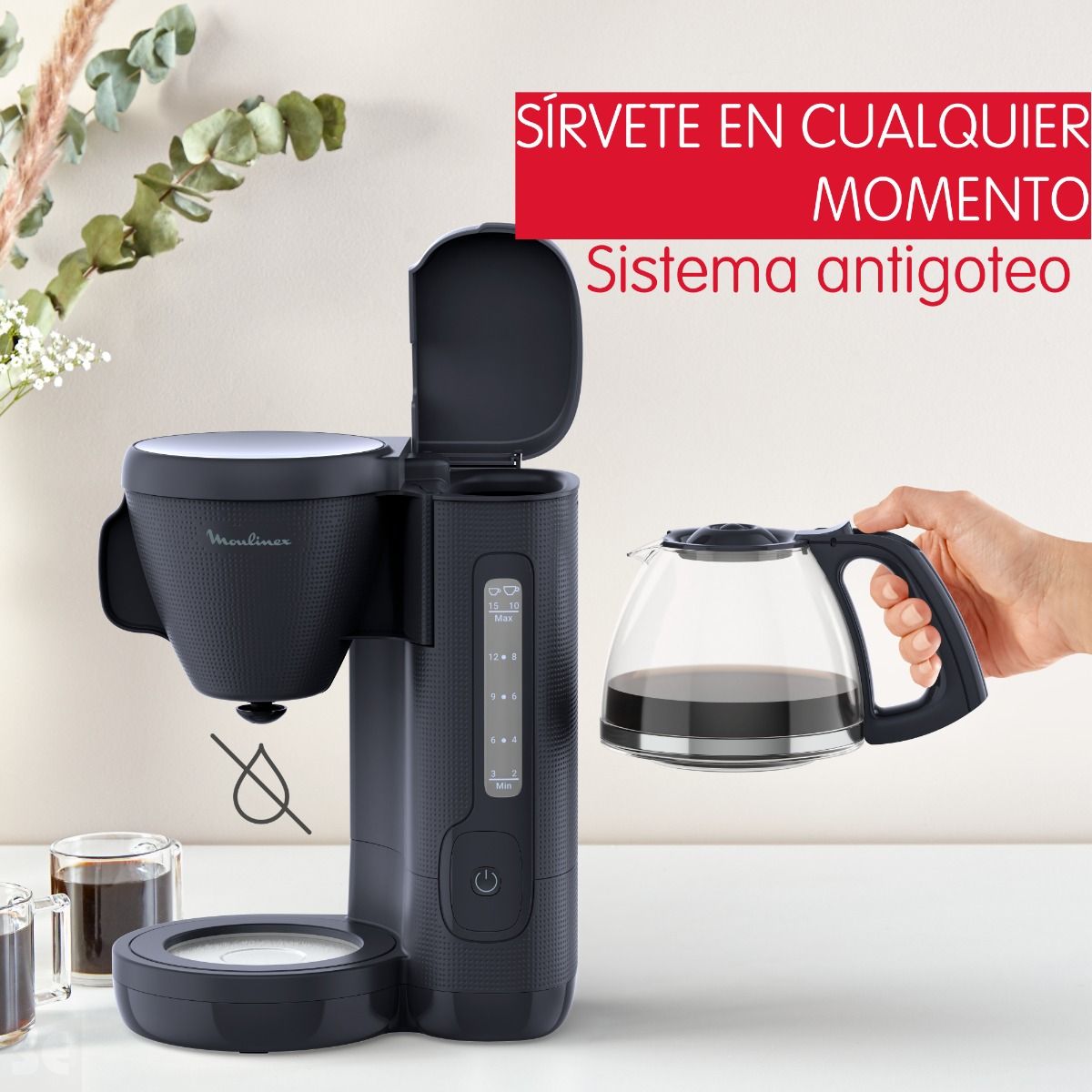 Cafetera de Filtro Morning Negra Moulinex