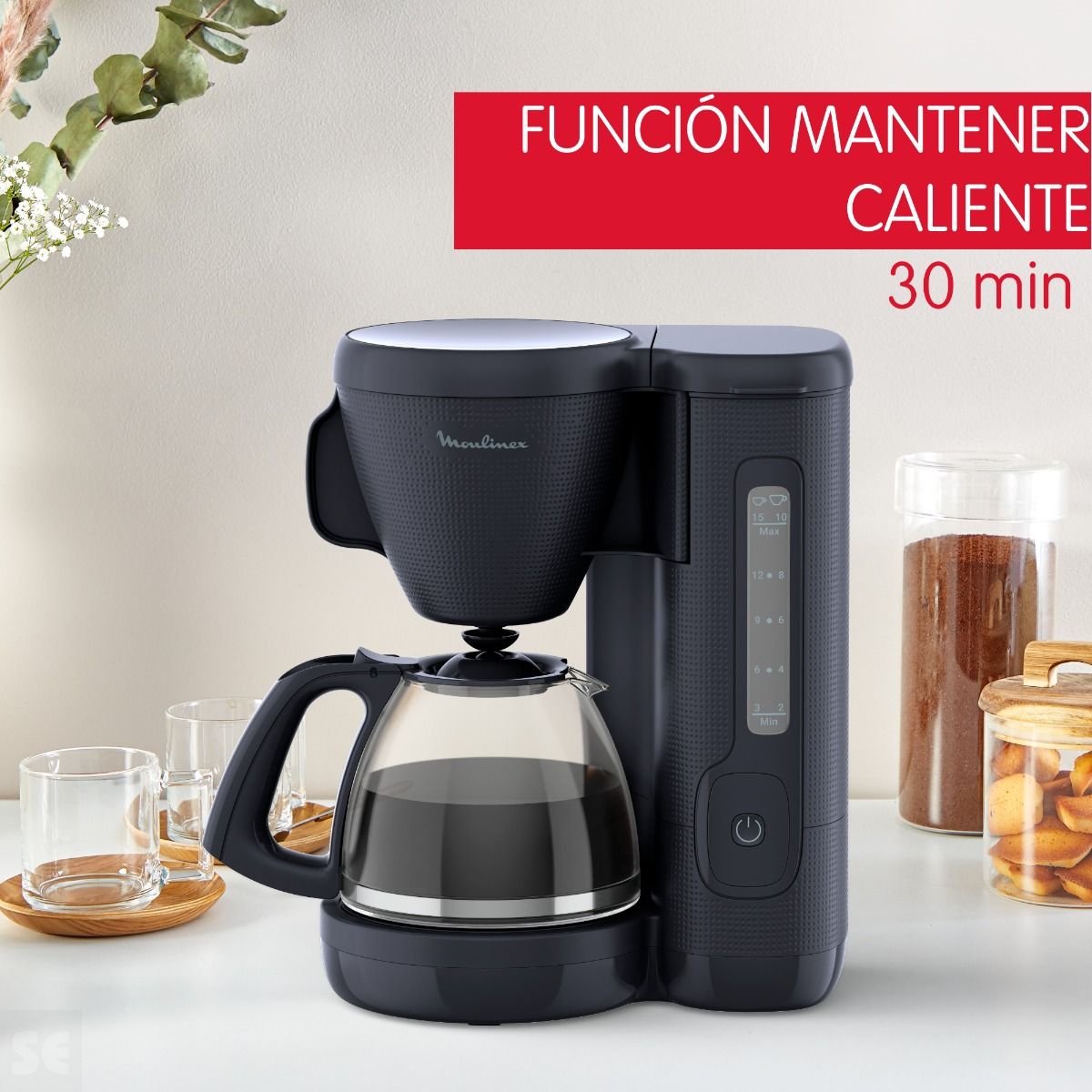 Cafetera de Filtro Morning Negra Moulinex