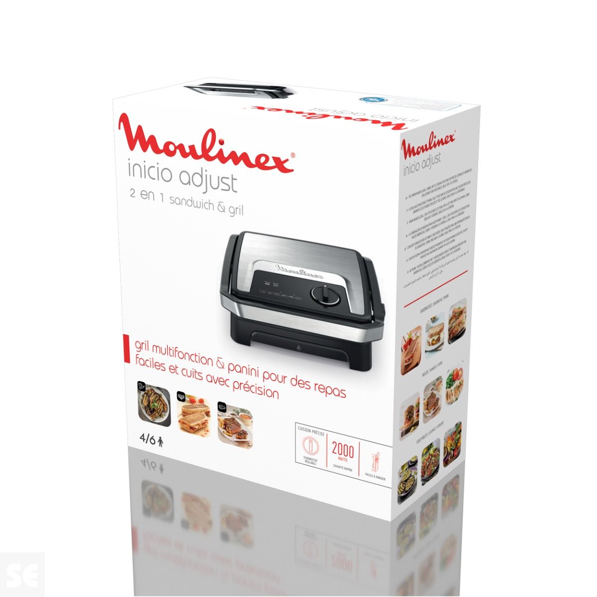 Grill & Sandwichera 2 en 1 2000w Moulinex