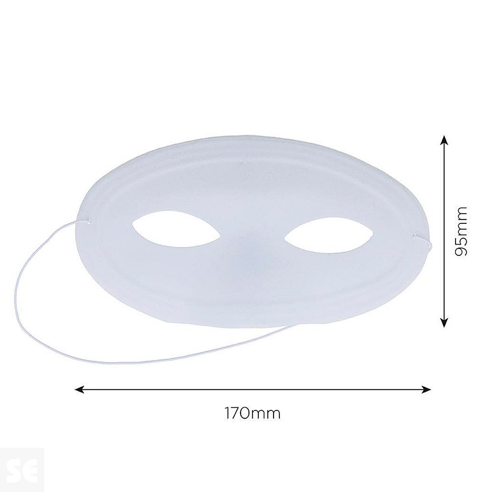 12 Antifaces Pvc Folcado Blanco 17x9,5cm.