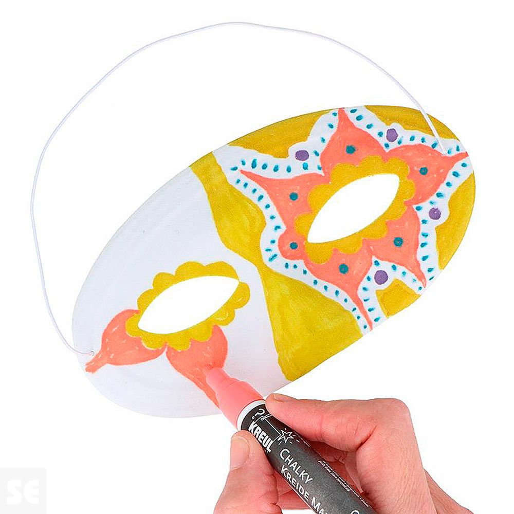 12 Antifaces Pvc Folcado Blanco 17x9,5cm.