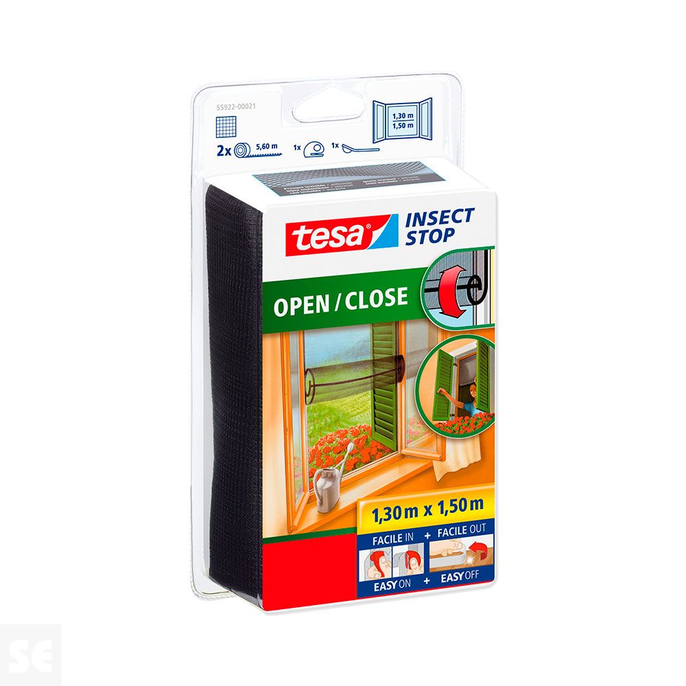 Mosquitera Negra Ventana 130x150 cm Abierto/Cerrado