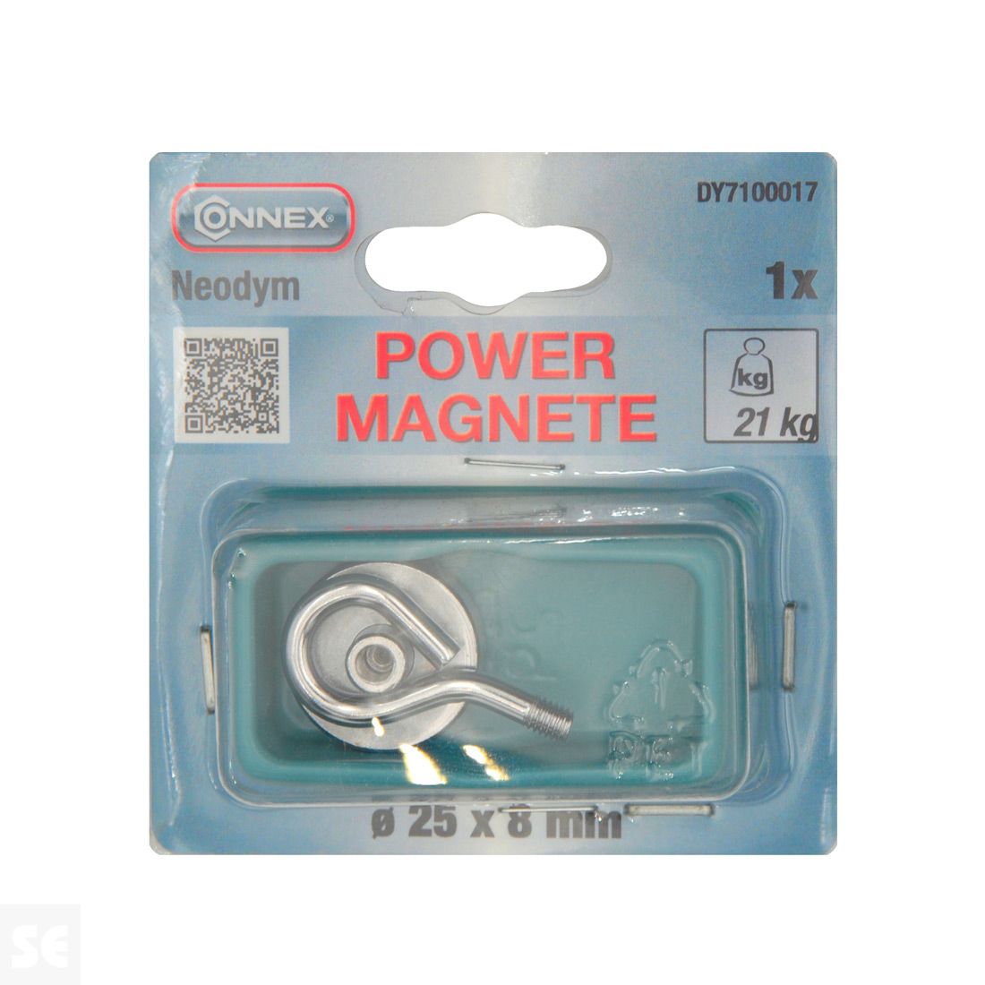 Imán Neodimio con Gancho Cerrado M5 diámetro 25 mm. Fuerza 21 kg (1u.) | Servei Estació