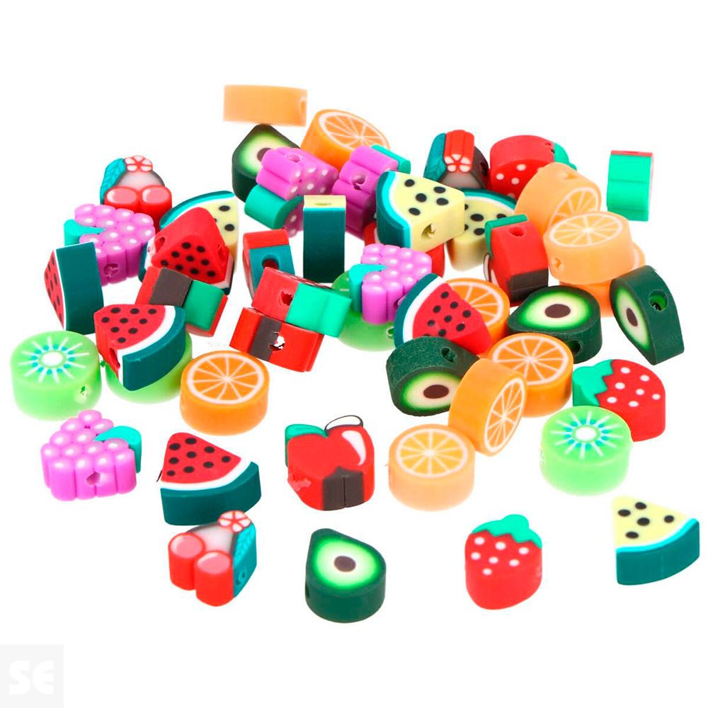 Cuentas Poliméricas 14860 Frutas 10 Modelos de 10mm 50u