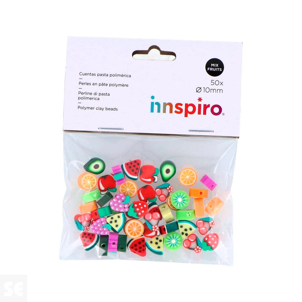 Cuentas Poliméricas 14860 Frutas 10 Modelos de 10mm 50u