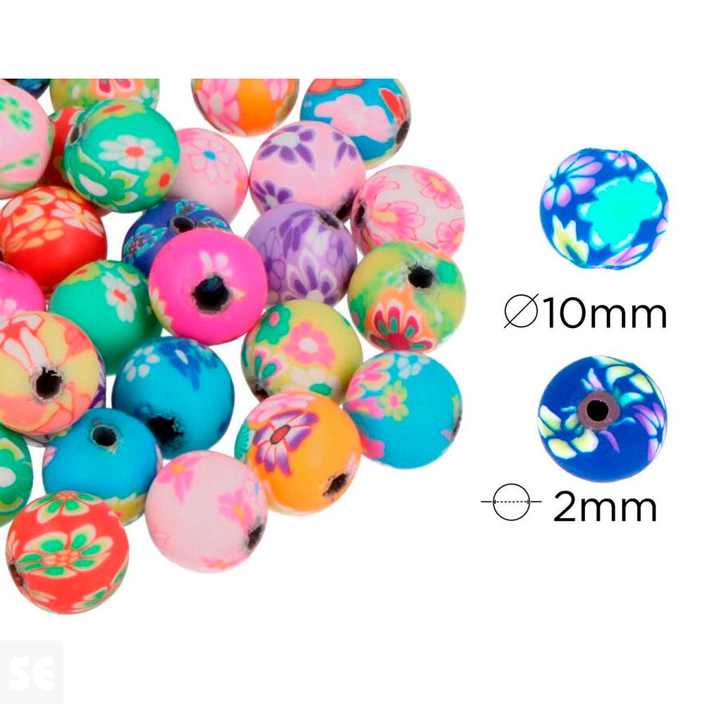 Cuentas 14862 Poliméricas Bolas Modelos Surtidos 10mm 50u.