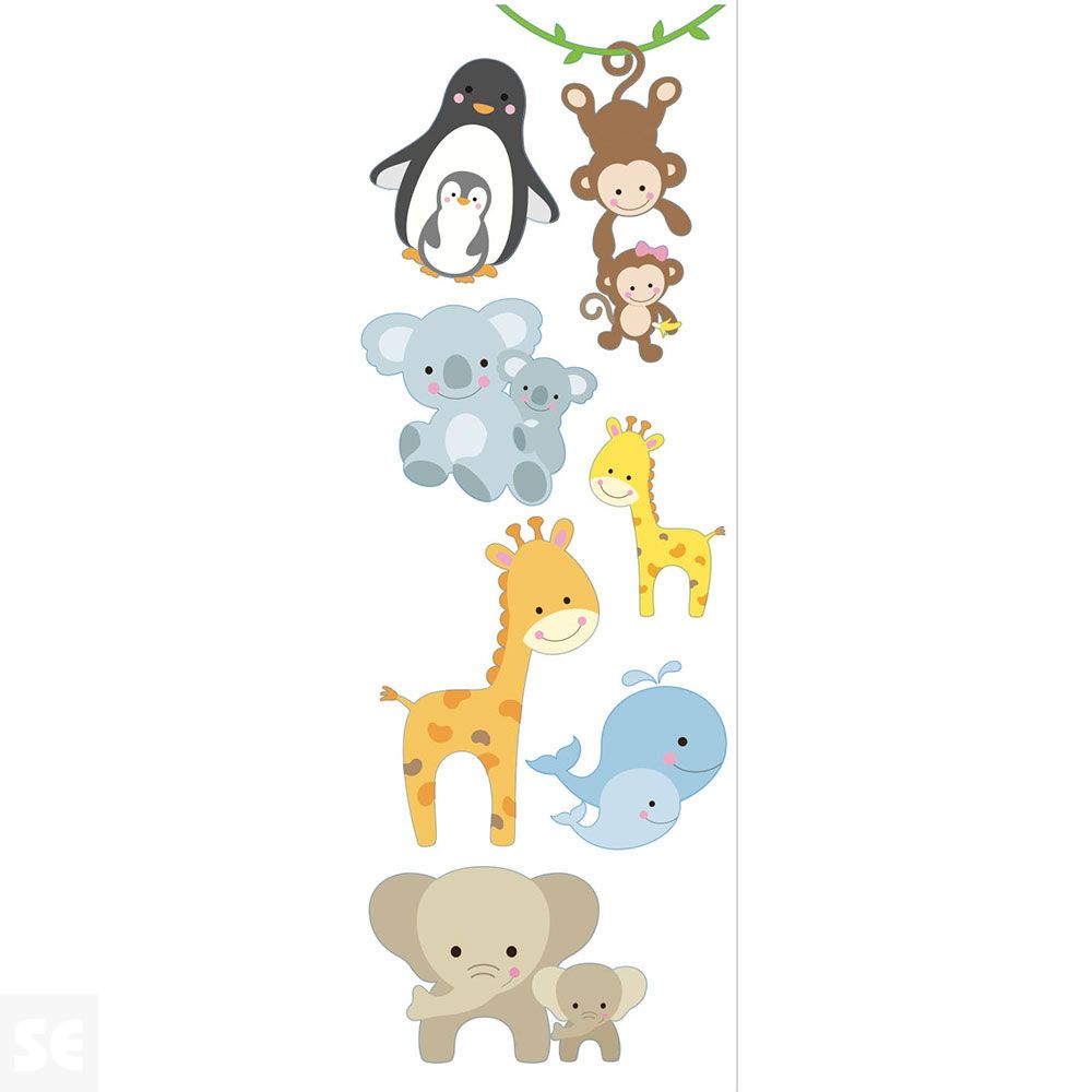 Sticker Deco Animales Bebes 24x68Cm