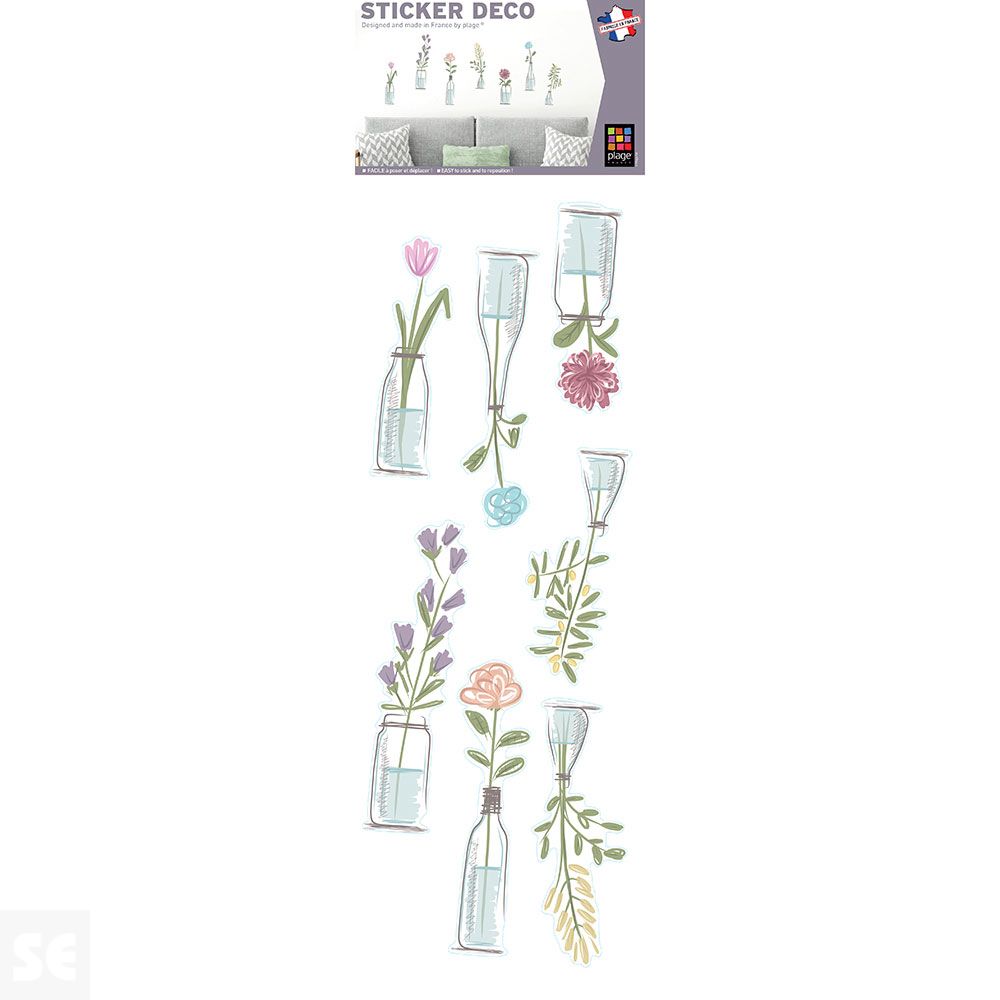 Sticker Deco Flores En Jarones 24x68Cm
