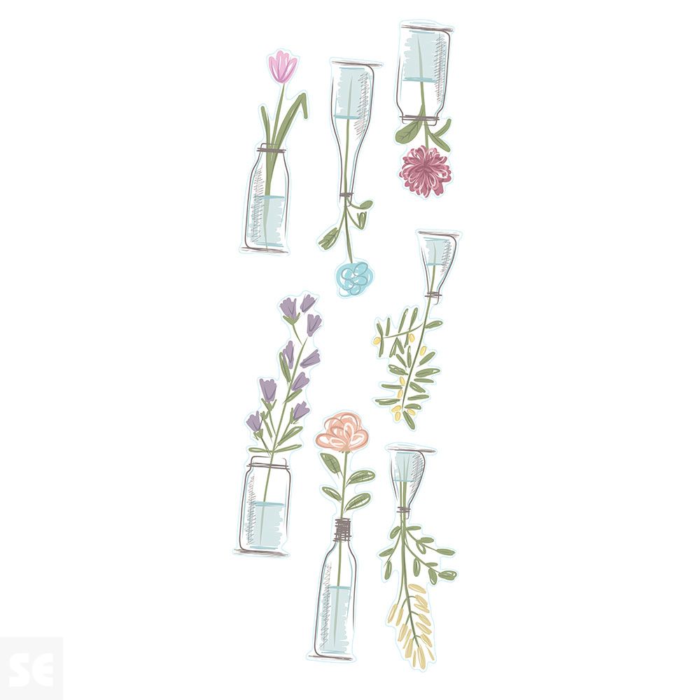 Sticker Deco Flores En Jarones 24x68Cm