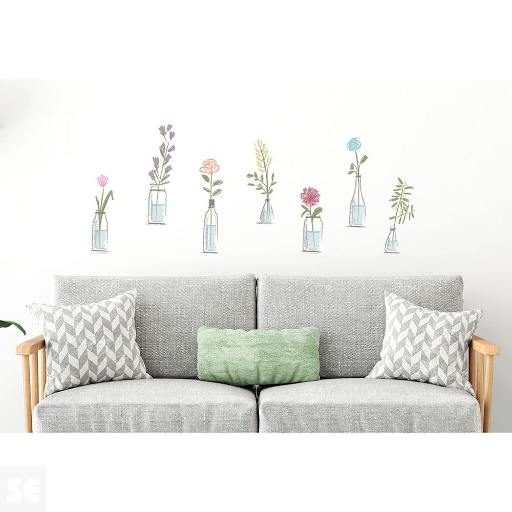 Sticker Deco Flores En Jarones 24x68Cm