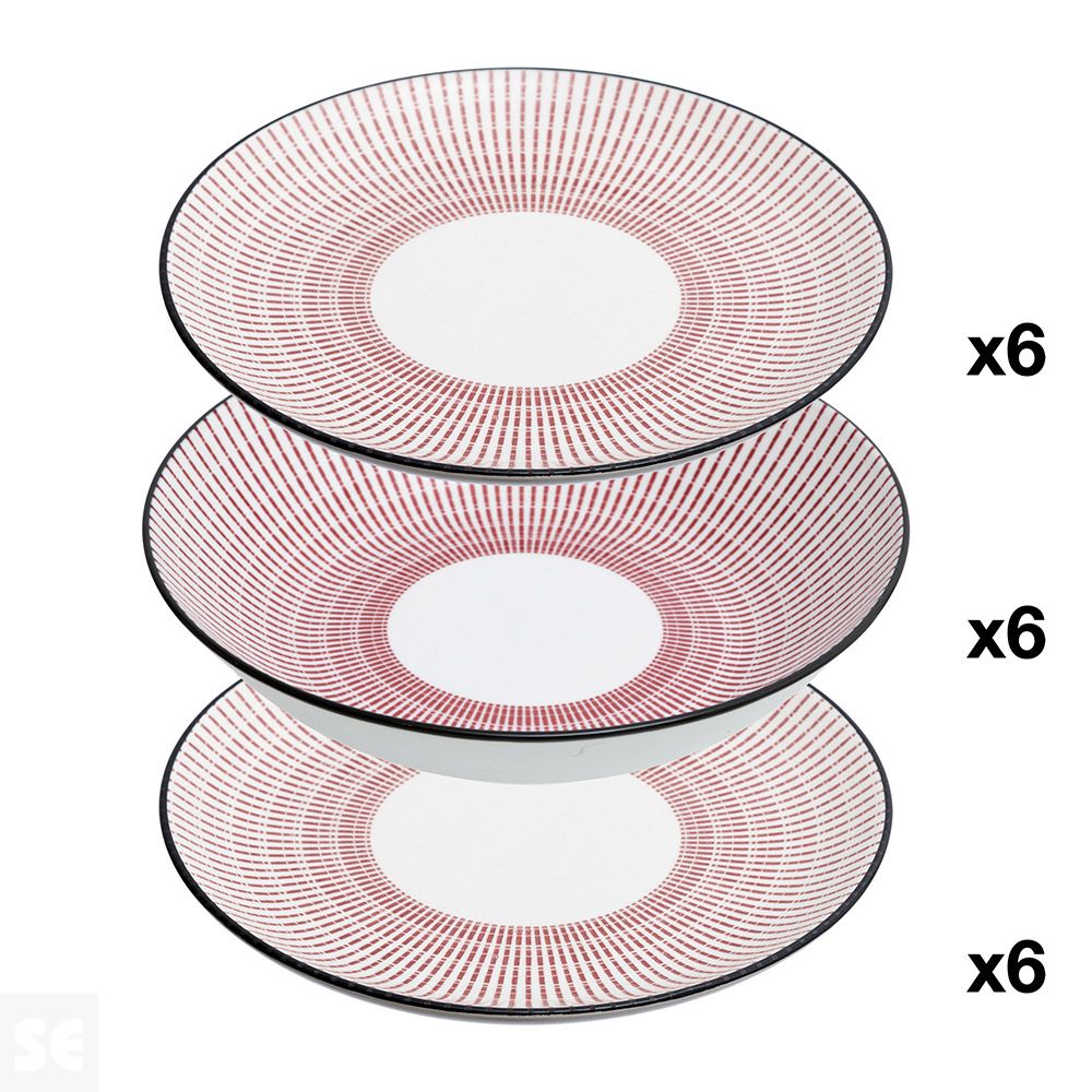 Vajilla Roja 18 unidades