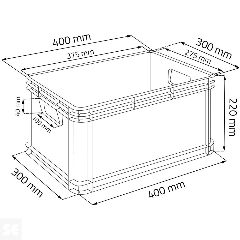 Caja (SIN TAPA) Robusto-Box Plástico Gris 20 l 40x30x22 cm