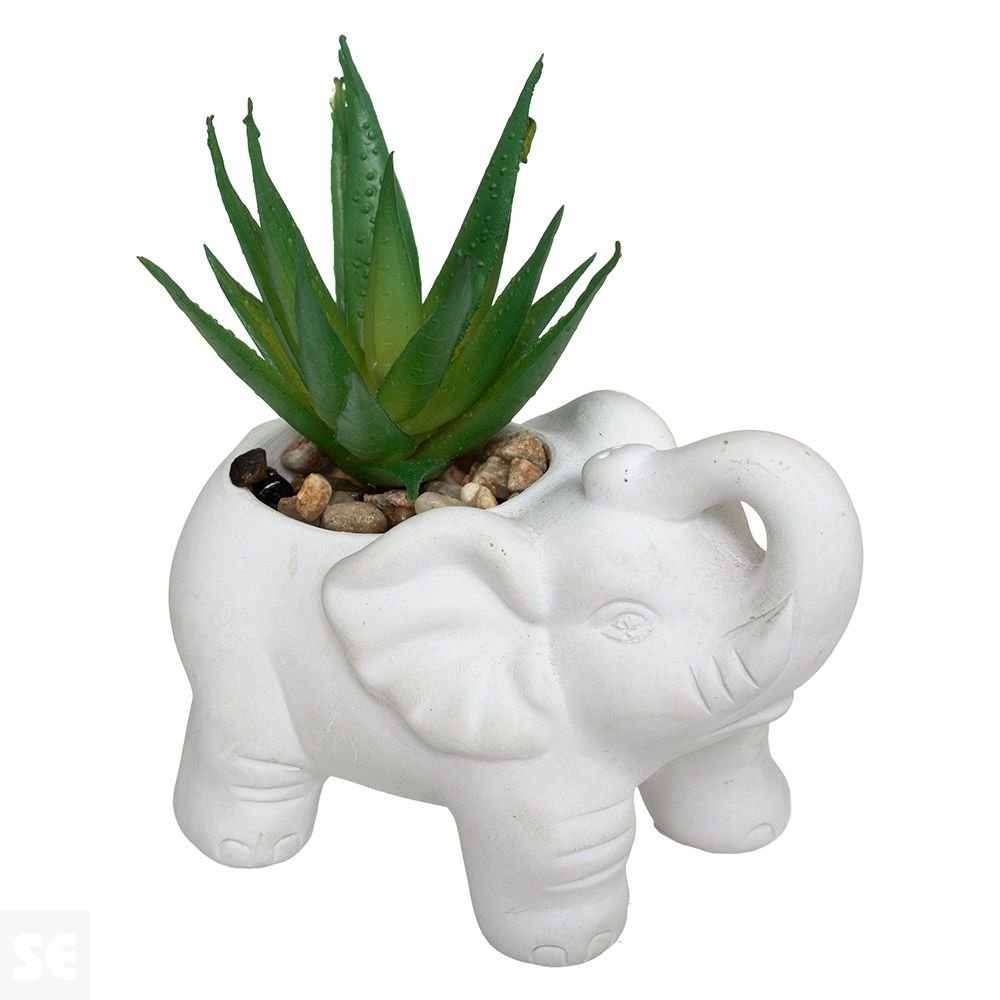 Elefante Cerámica con Planta