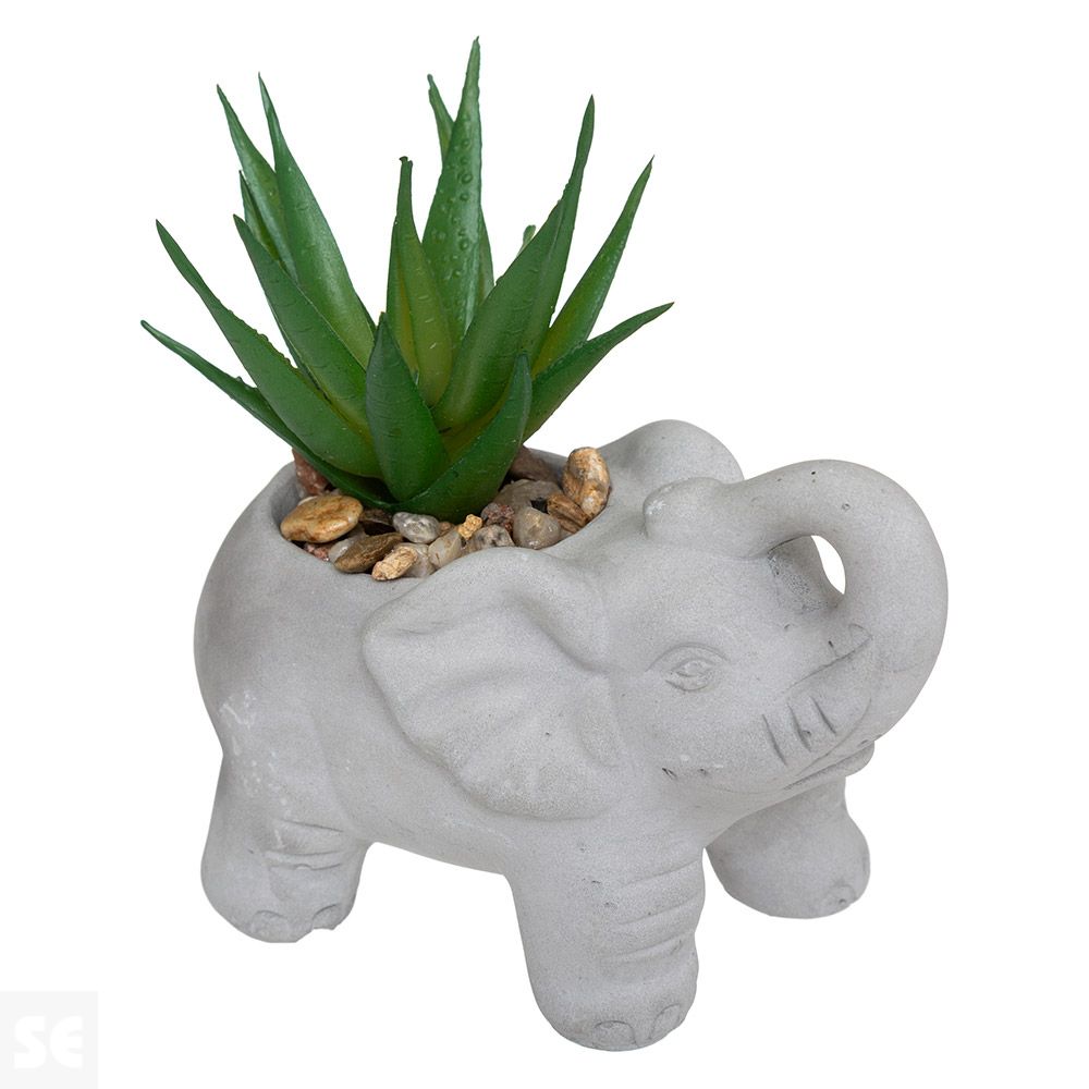 Elefante Cerámica con Planta